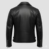 Men’s Premium Faux Leather Biker Jacket with Ribbed Shoulder Padding and Asymmetrical Zip