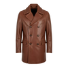 Half Life Brown Double-Breasted Leather Coat