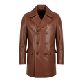 Men's Brown Leather Coat, Double Breasted Leather Overcoat, Vintage Leather Trench Coat, Genuine Leather Winter Coat, Classic Long Leather Jacket for Men, Gift for Him