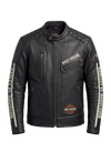 Harley-Davidson Men's Racing Stripe Black Leather Motorcycle Jacket