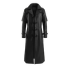 Huntsman Black Hooded Leather Trench Coat for Men