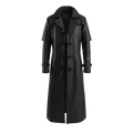 Huntsman Black Hooded Leather Trench Coat for Men