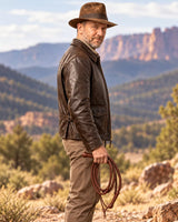 Indiana Jones Brown Explorer Leather Jacket | Mens Cosplay Costume