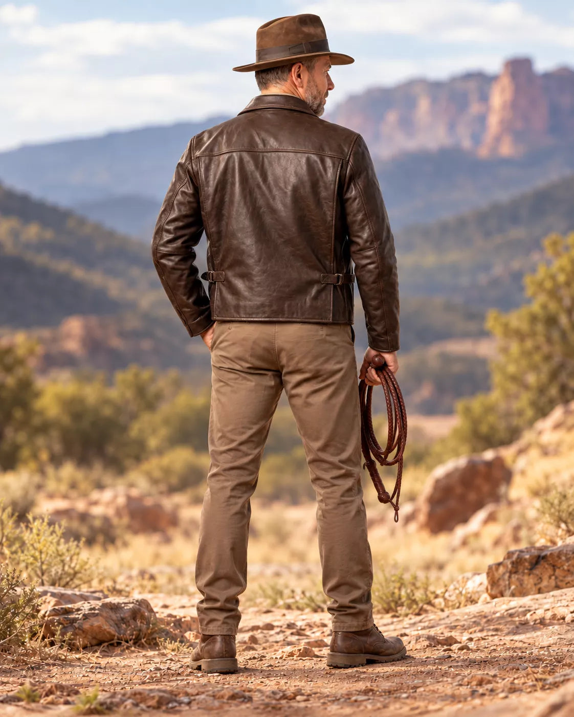 Indiana Jones Brown Explorer Leather Jacket | Mens Cosplay Costume