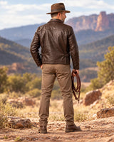 Indiana Jones Brown Explorer Leather Jacket | Mens Cosplay Costume
