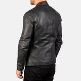 Men’s Black Leather Cafe Racer Jacket | Minimalist Biker Style
