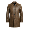 LP-FACON Men’s Vintage Mid-Length Genuine Leather Trench Coat – 34" Classic Car Coat