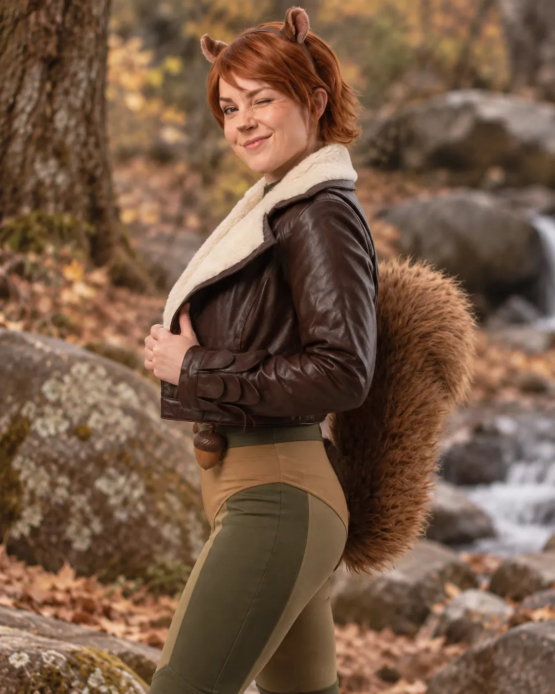 Marvel Rivals Squirrel Girl Inspired Real Leather Jacket | Fur Collar Superhero Cosplay Jacket