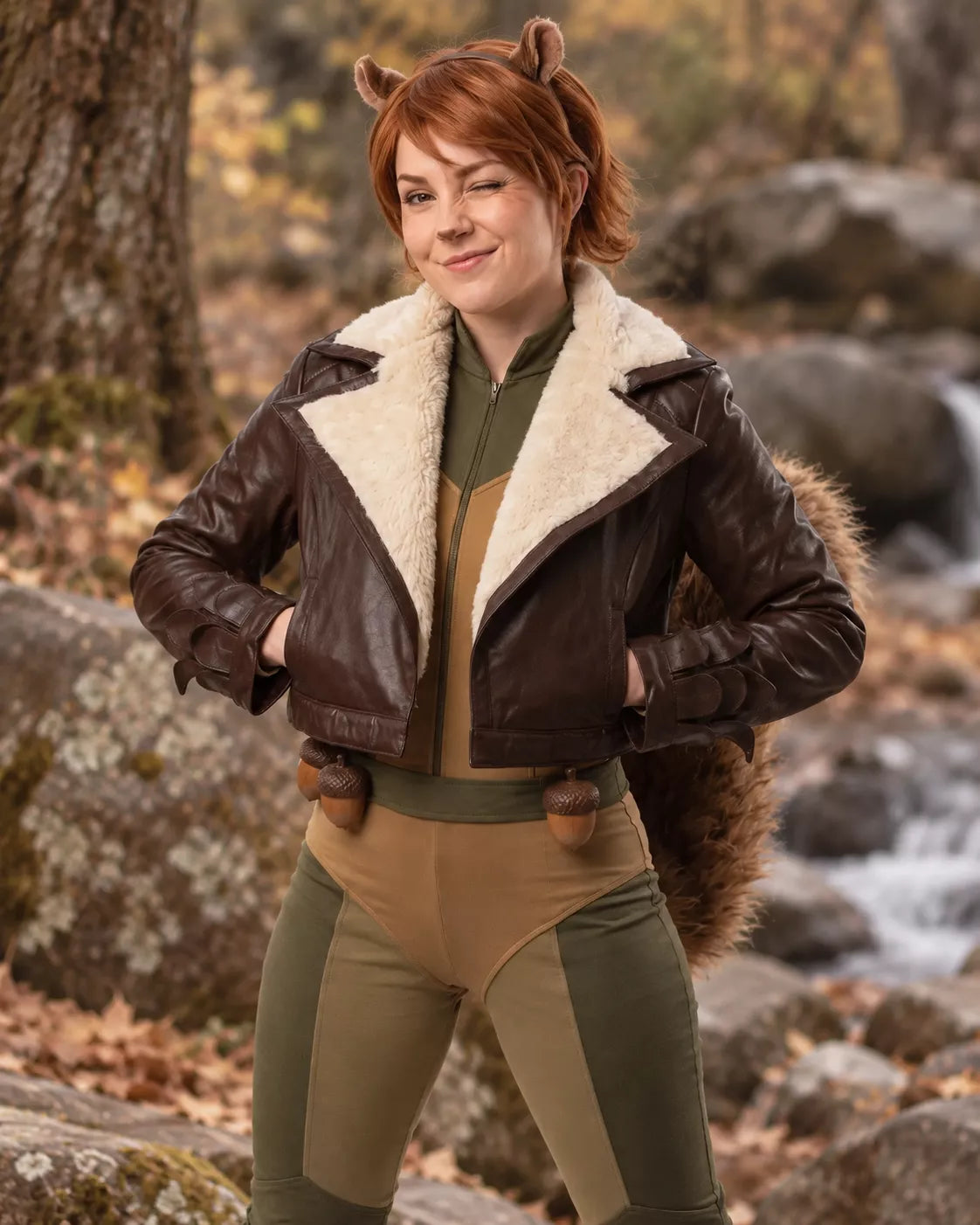 Marvel Rivals Squirrel Girl Inspired Real Leather Jacket | Fur Collar Superhero Cosplay Jacket