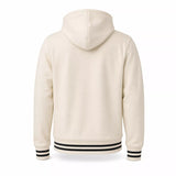 Men’s White Striped Zip Up Hoodie Jacket | Retro Color Block Casual Sweatshirt