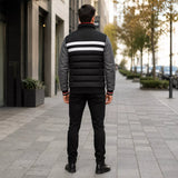 Men’s Black Grey White Puffer Bomber Jacket | Quilted Winter Style