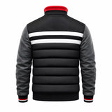Men’s Black Grey White Puffer Bomber Jacket | Quilted Winter Style