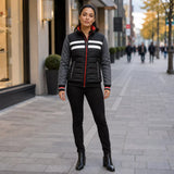 Women’s Black Grey White Puffer Bomber Jacket | Winter Style