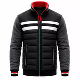 Men’s Black Grey White Puffer Bomber Jacket | Quilted Winter Style