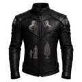 Men’s Black Heritage Emblem Leather Biker Jacket | Custom Graphic Motorcycle Jacket