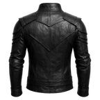 Men’s Black Heritage Emblem Leather Biker Jacket | Custom Graphic Motorcycle Jacket