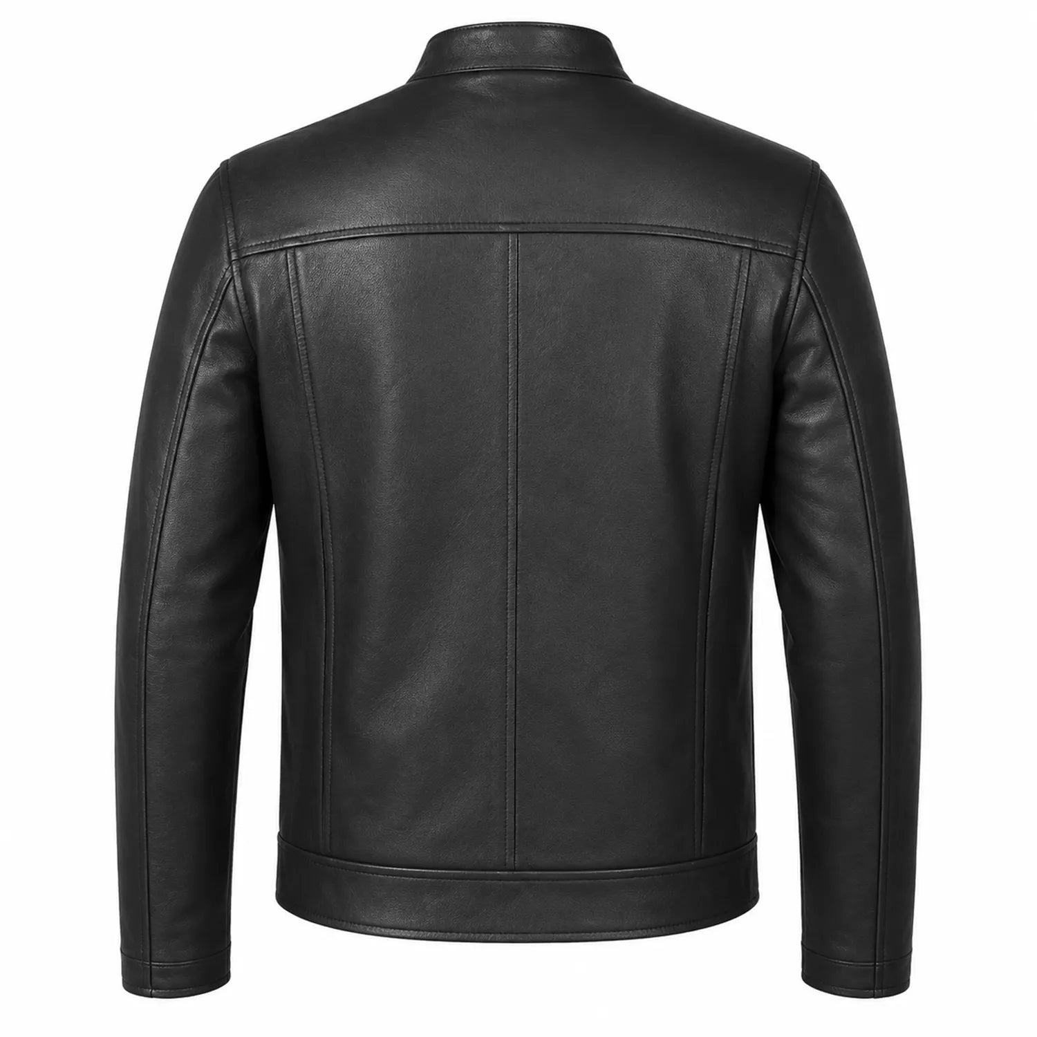 Men’s Black Leather Cafe Racer Jacket | Utility Biker Style