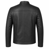 Men’s Black Leather Cafe Racer Jacket | Utility Biker Style