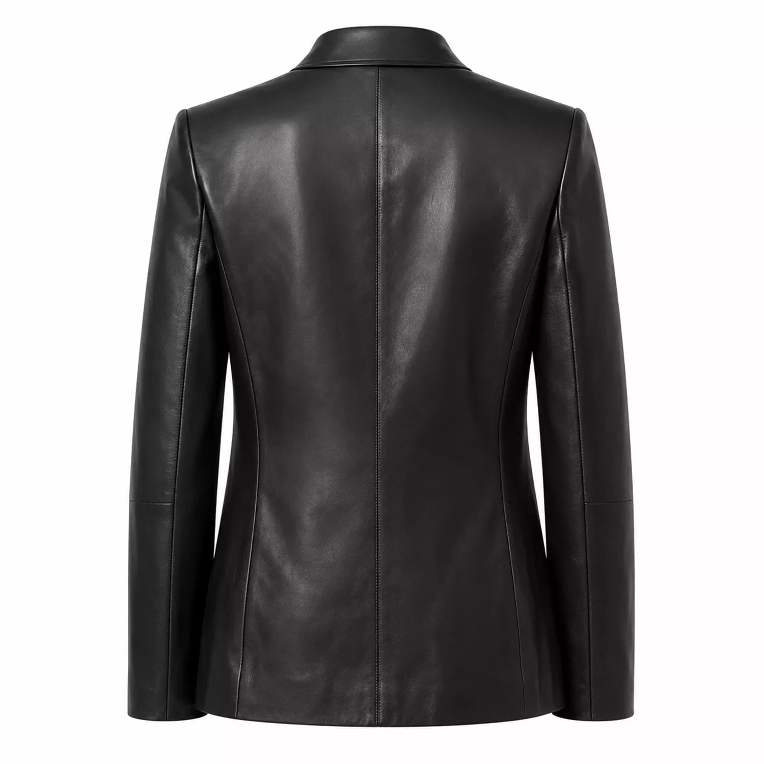 Men’s Black Leather Suit Blazer | Single-Breasted Tailored Jacket