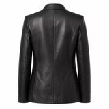 Men’s Black Leather Suit Blazer | Single-Breasted Tailored Jacket