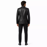 Men’s Black Leather Suit Blazer | Single-Breasted Tailored Jacket