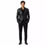 Men’s Black Leather Suit Blazer | Single-Breasted Tailored Jacket