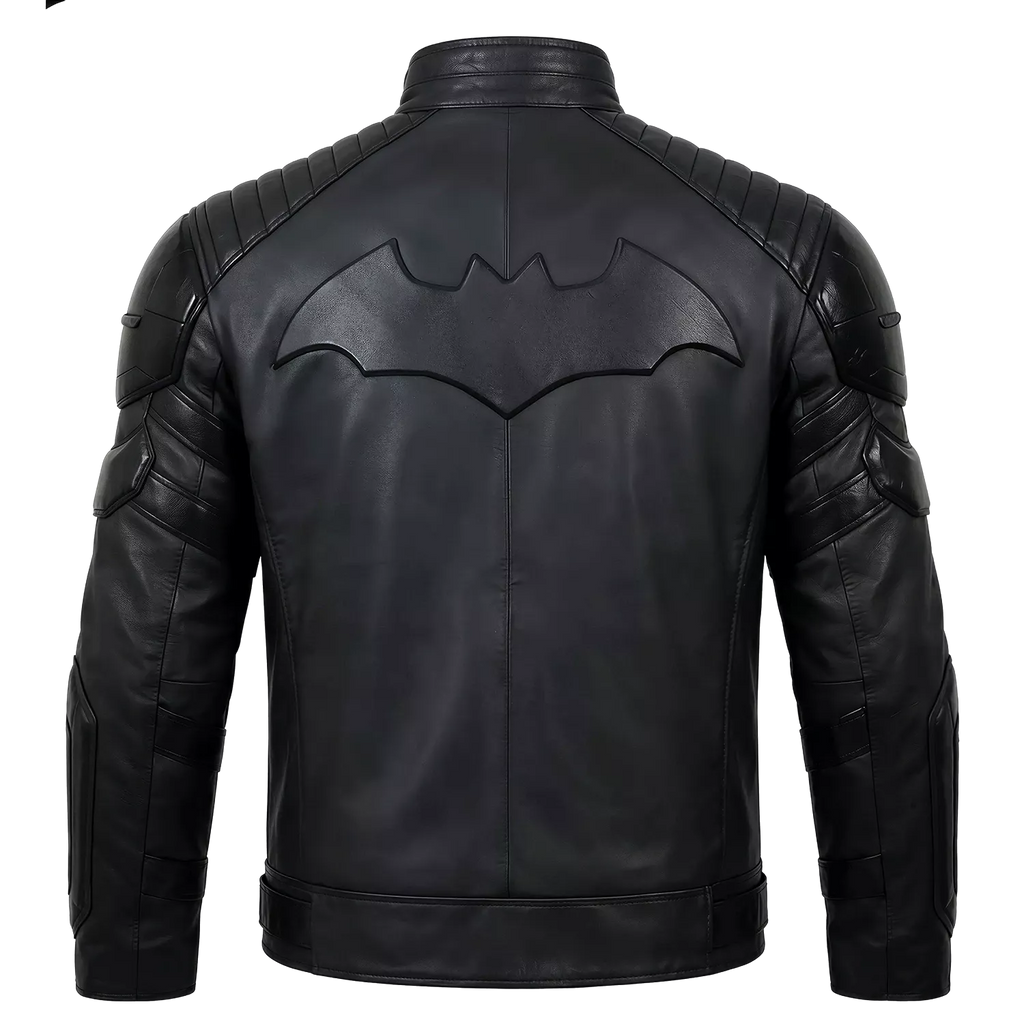 Blouson de motard style super-héros en cuir noir mat pour homme