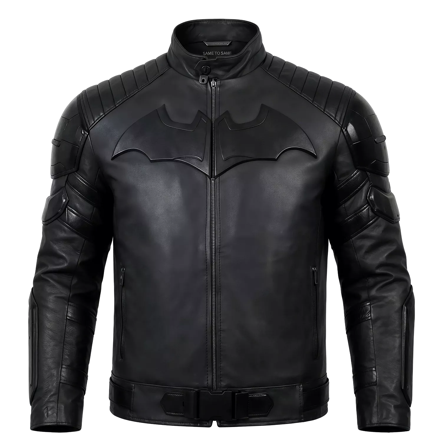 Blouson de motard style super-héros en cuir noir mat pour homme
