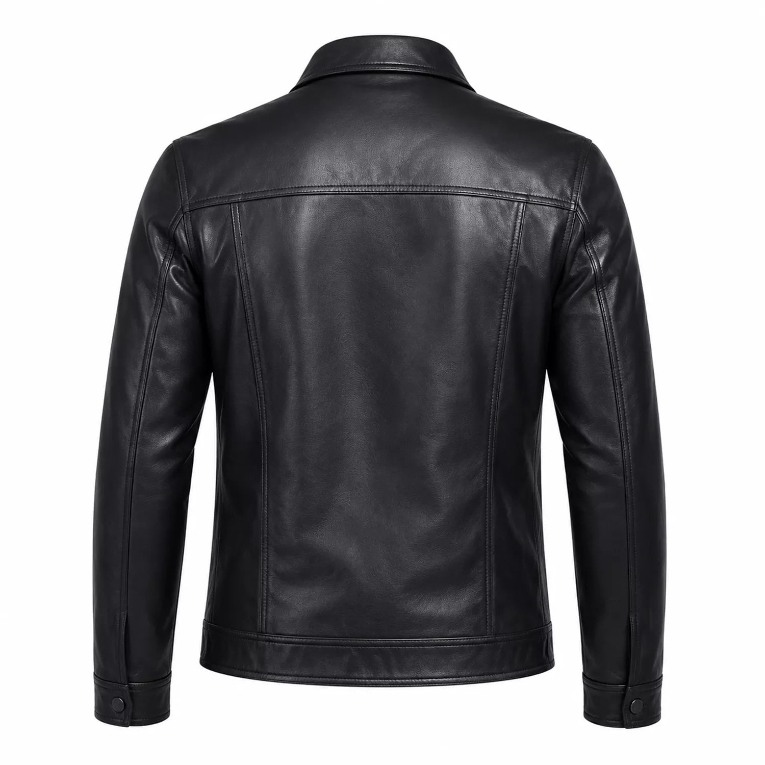 Men’s Black Leather Utility Jacket | Four Pocket Field Style