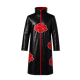 Men’s Black Red Cloud Leather Trench Coat | Anime-Inspired Cosplay Coat