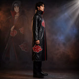 Men’s Black Red Cloud Leather Trench Coat | Anime-Inspired Cosplay Coat