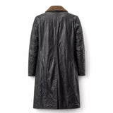 Men’s Black Shearling Leather Trench Coat | Futuristic Sci-Fi Inspired Long Jacket