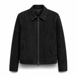 Men’s Black Suede Zip Jacket | Premium Leather Casual Utility Outerwear