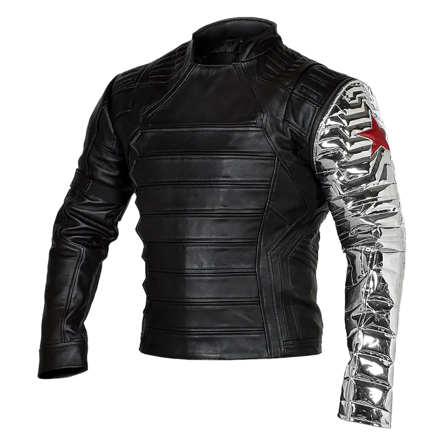 Men’s Black Tactical Leather Jacket | Superhero Inspired Armored Cosplay Style