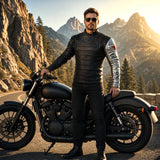 Men’s Black Tactical Leather Jacket | Superhero Inspired Armored Cosplay Style