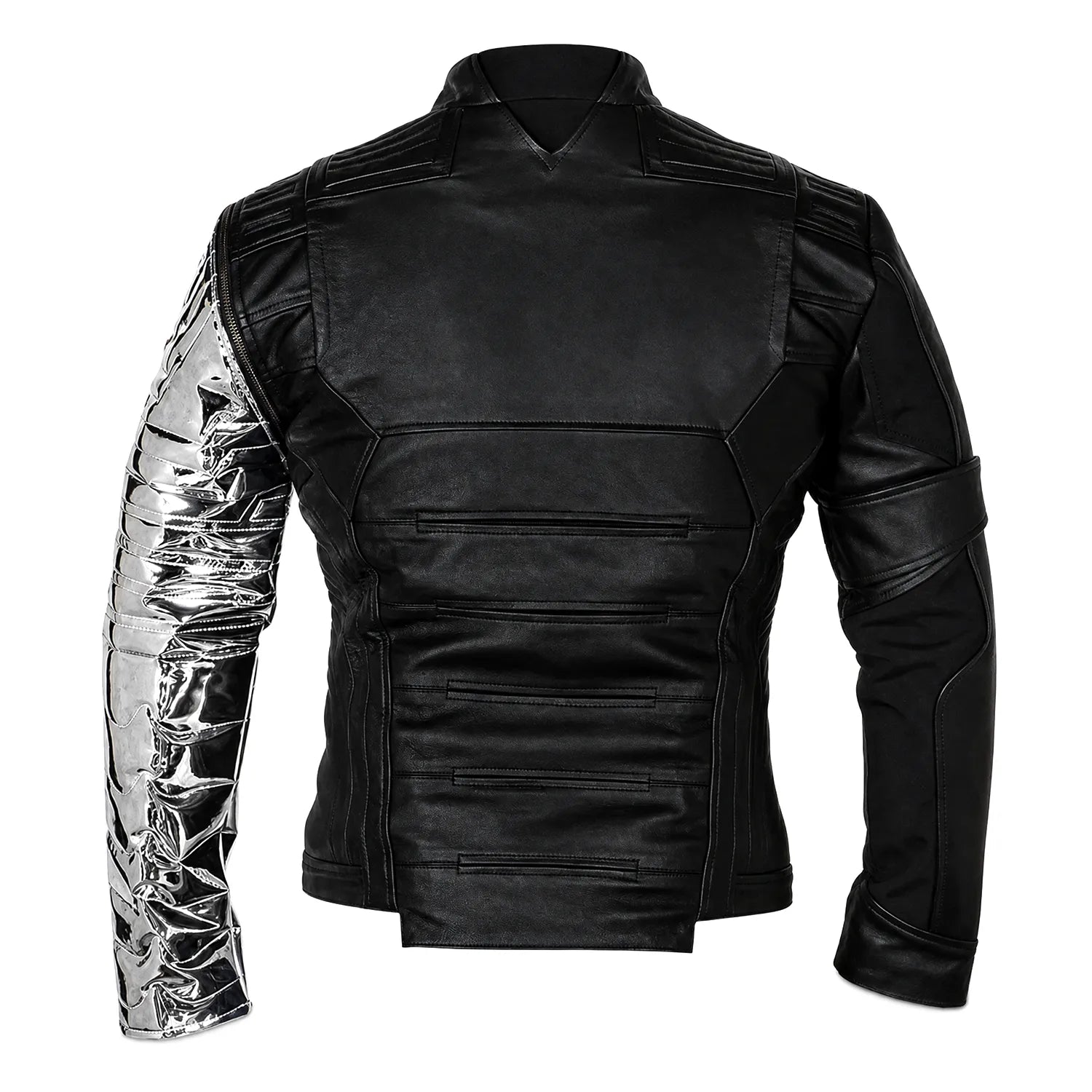 Men’s Black Tactical Leather Jacket | Superhero Inspired Armored Cosplay Style