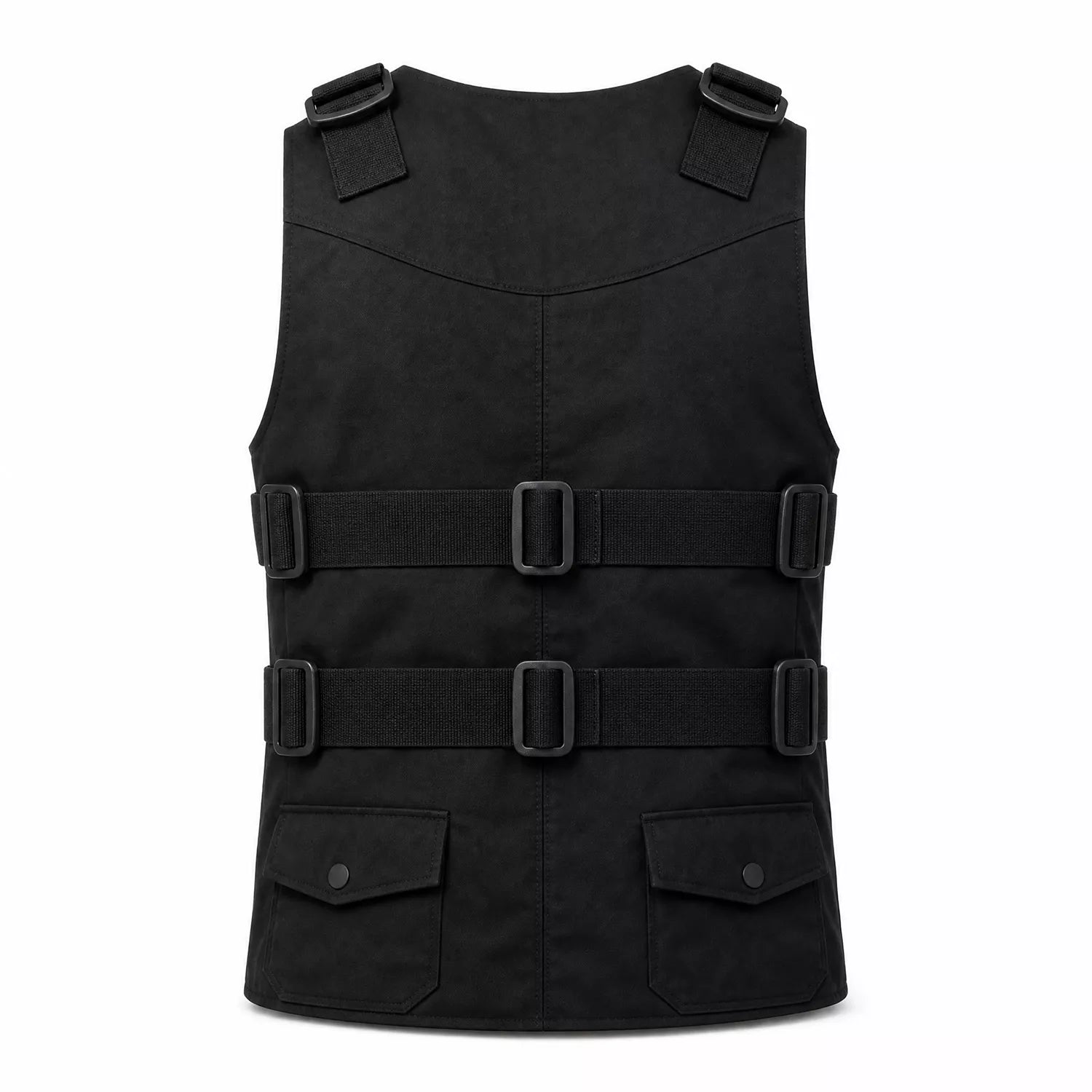 Men’s Black Tactical Leather Vest | Punisher Style Cosplay Sleeveless Jacket