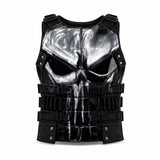 Men’s Black Tactical Leather Vest | Punisher Style Cosplay Sleeveless Jacket