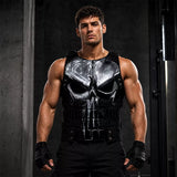 Men’s Black Tactical Leather Vest | Punisher Style Cosplay Sleeveless Jacket