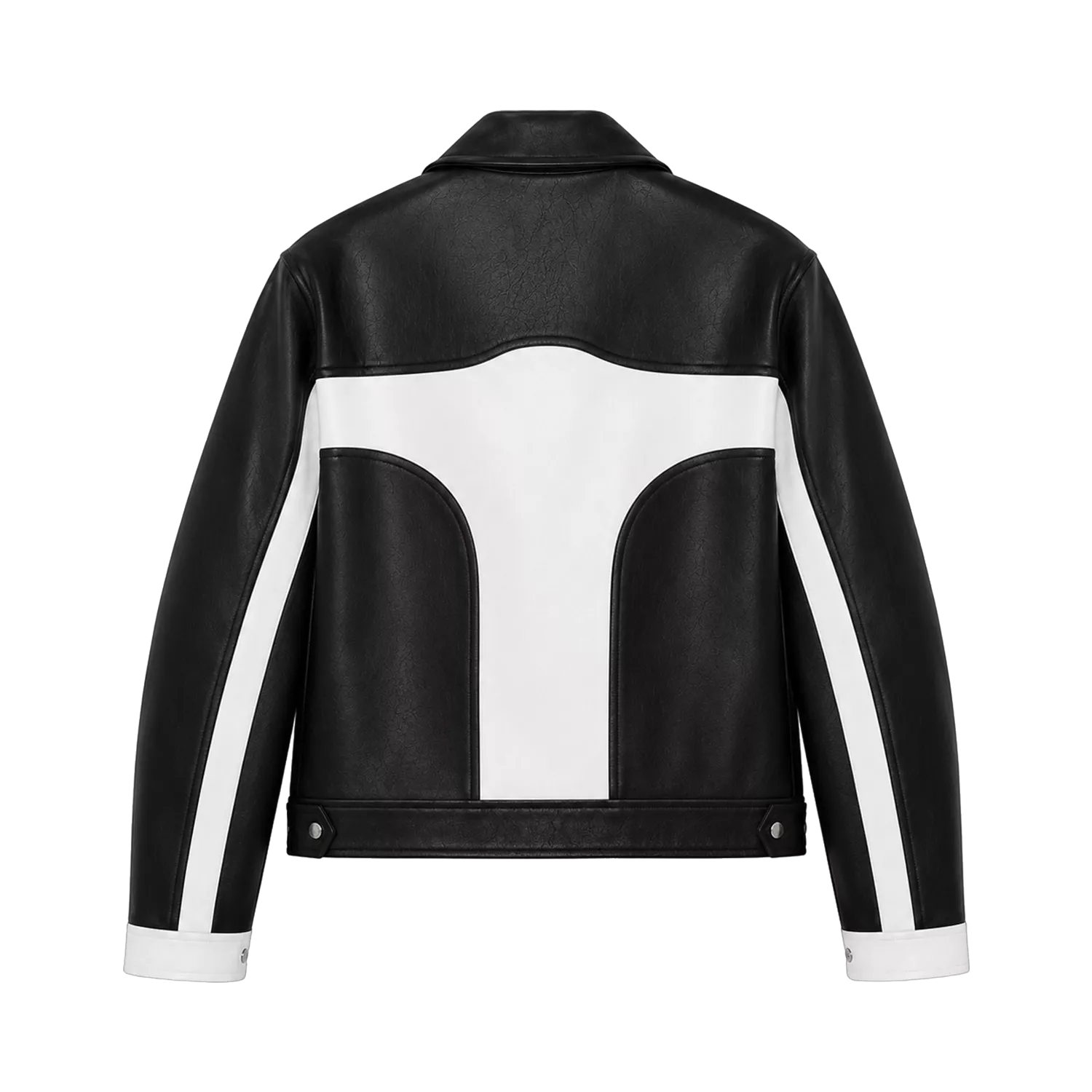 Men’s Black White Leather Moto Jacket | Zip-Up Biker Style Jacket