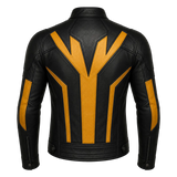 Men’s Black Yellow Leather Moto Jacket  Stylish Zip-Up Biker Jacket