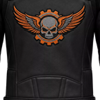Men’s Black & Orange Racing Leather Biker Jacket | Moto Style Zip Jacket