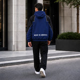 Men’s Blue Hooded Racing Jacket | Retro Supreme Inspired Windbreaker Style