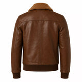 Men’s Brown Leather Aviator Bomber Jacket | Shearling Collar Flight Jacket