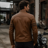 Men’s Brown Rogue Quilted Cafe Racer Leather Jacket