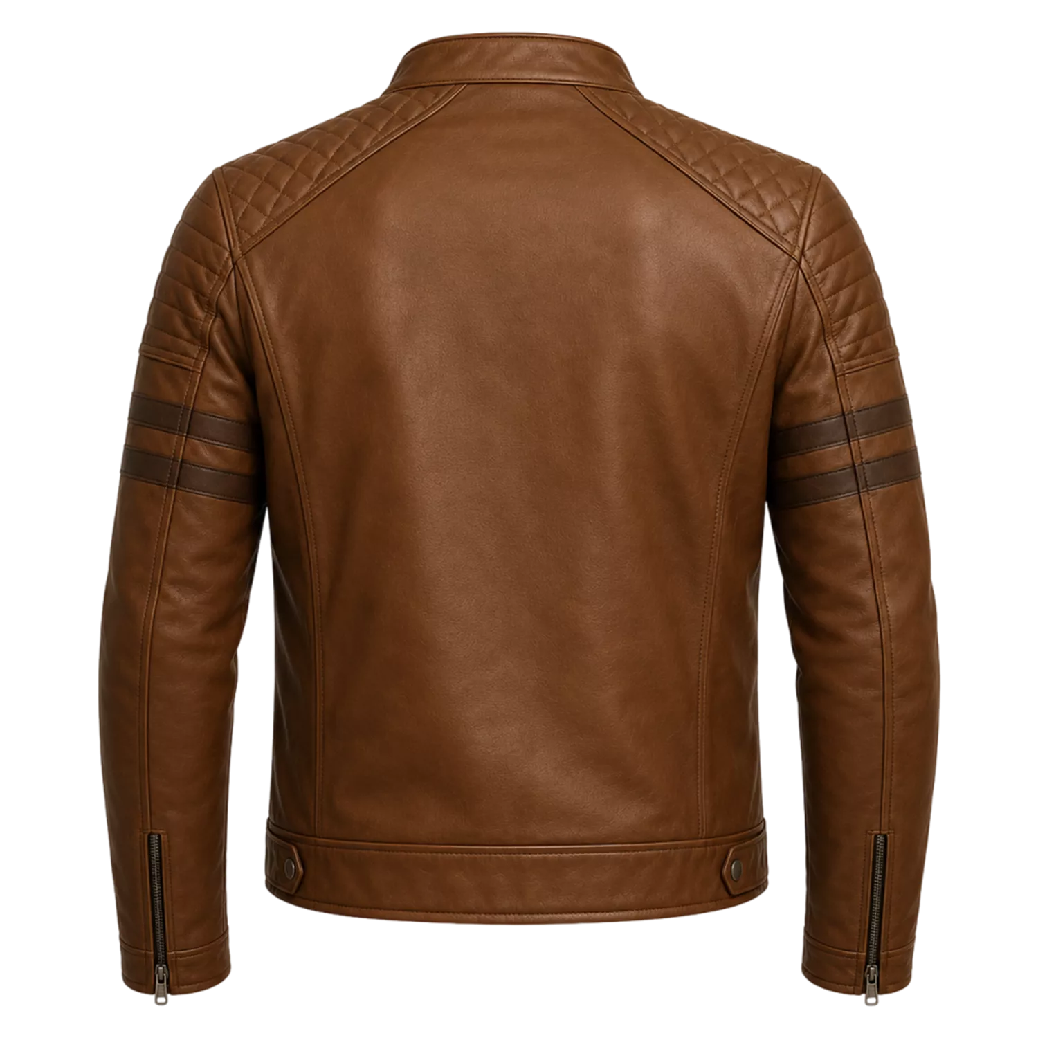 Men’s Brown Rogue Quilted Cafe Racer Leather Jacket