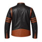 Men’s Brown Stripes Leather Biker Jacket | Vintage Racer Style