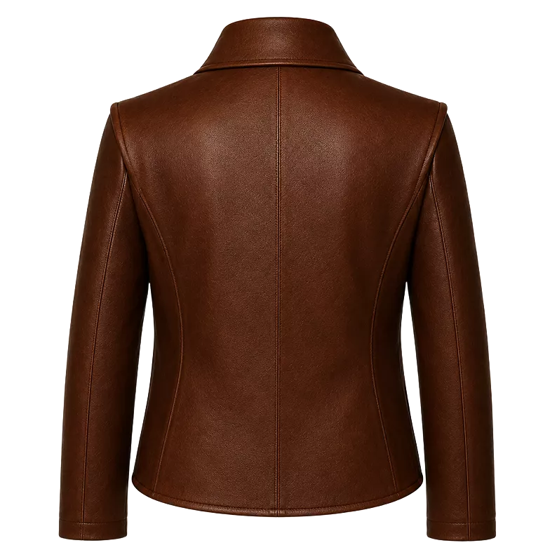 Men’s Brown Wrap Style Leather Jacket | Asymmetric Double-Breasted Jacket