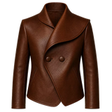 Men’s Brown Wrap Style Leather Jacket | Asymmetric Double-Breasted Jacket