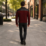 Men’s Burgundy Suede Biker Jacket | Captain Inspired Vintage Outerwear